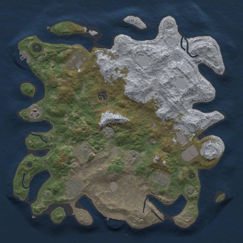 Rust Map: Procedural Map, Size: 3800, Seed: 644583, 17 Monuments