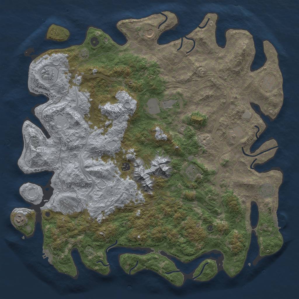 Rust Map: Procedural Map, Size: 5000, Seed: 892050411, 19 Monuments