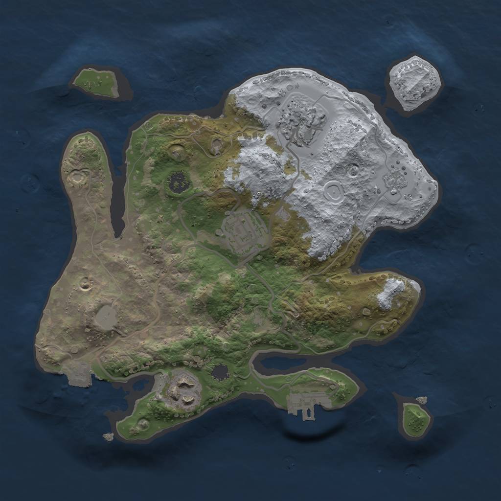 Rust Map: Procedural Map, Size: 2500, Seed: 848311509, 8 Monuments