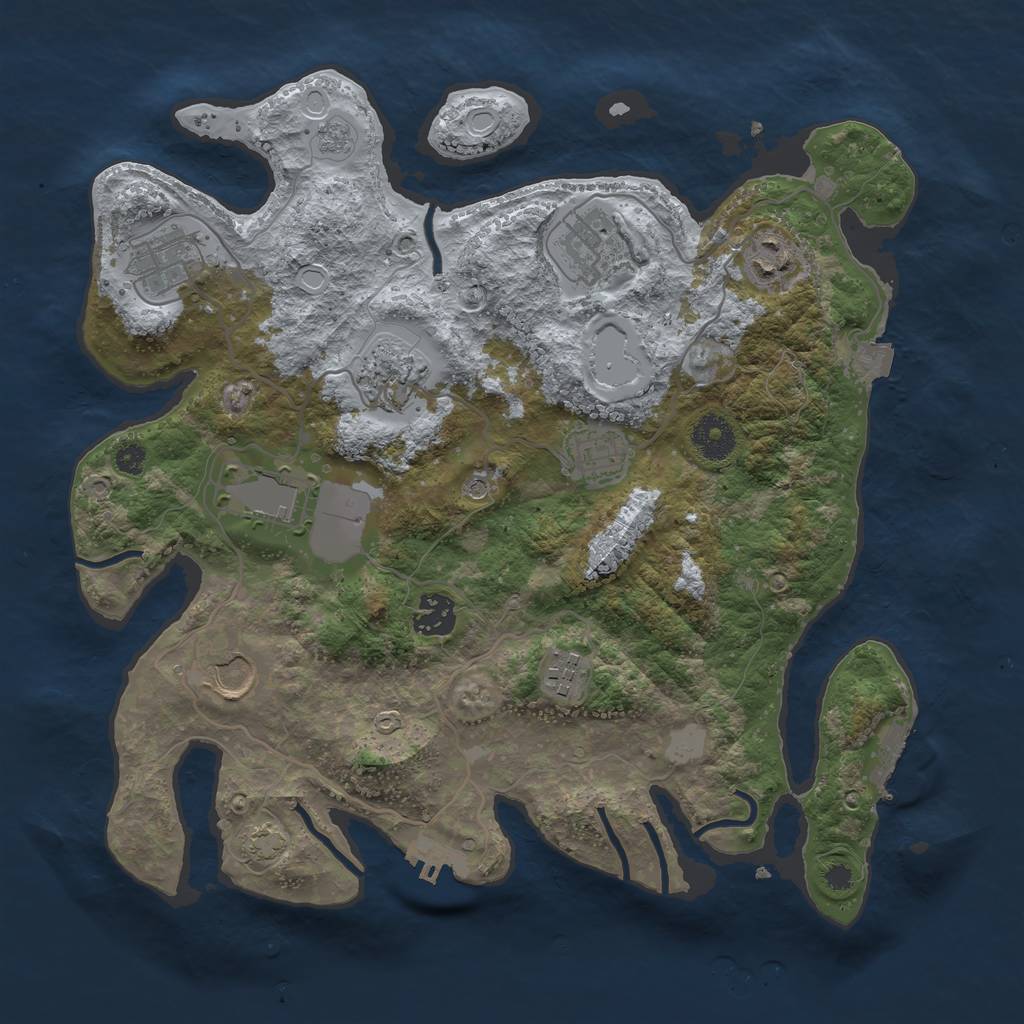 Rust Map: Procedural Map, Size: 3500, Seed: 50100, 17 Monuments