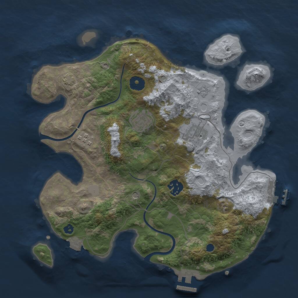 Rust Map: Procedural Map, Size: 3000, Seed: 69320695, 10 Monuments