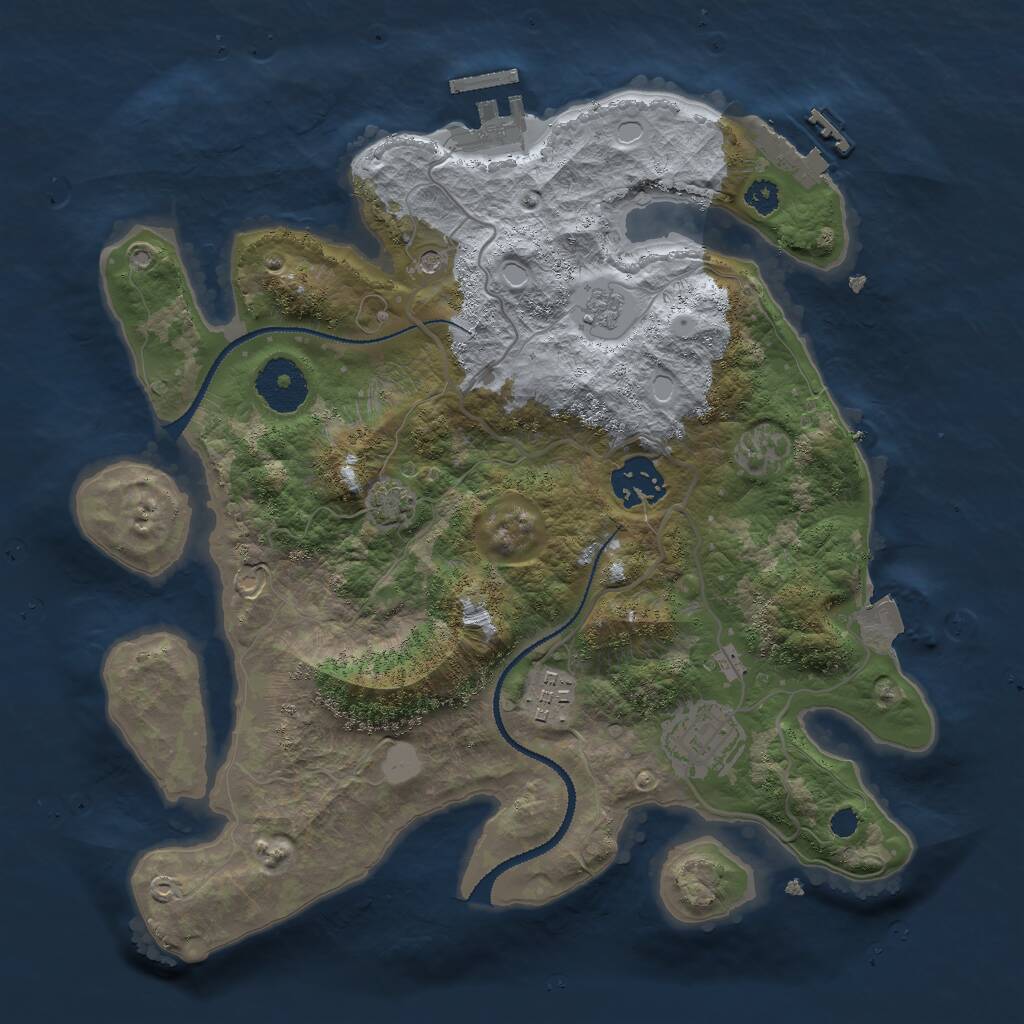 Rust Map: Procedural Map, Size: 3000, Seed: 861201756, 9 Monuments