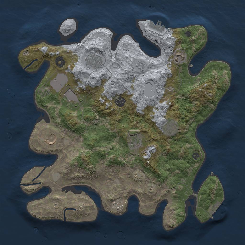 Rust Map: Procedural Map, Size: 3500, Seed: 1042894772, 16 Monuments