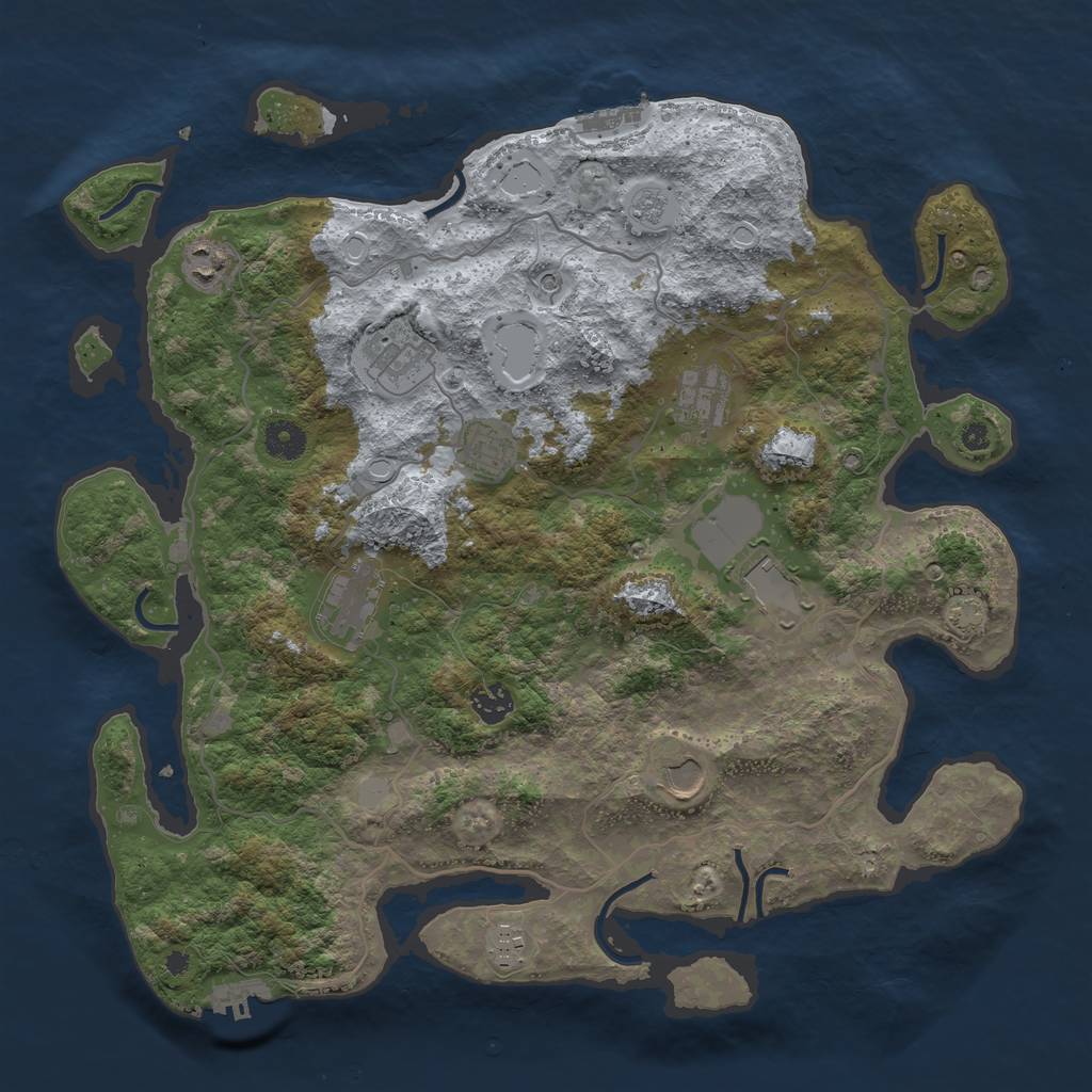 Rust Map: Procedural Map, Size: 4000, Seed: 533767158, 17 Monuments