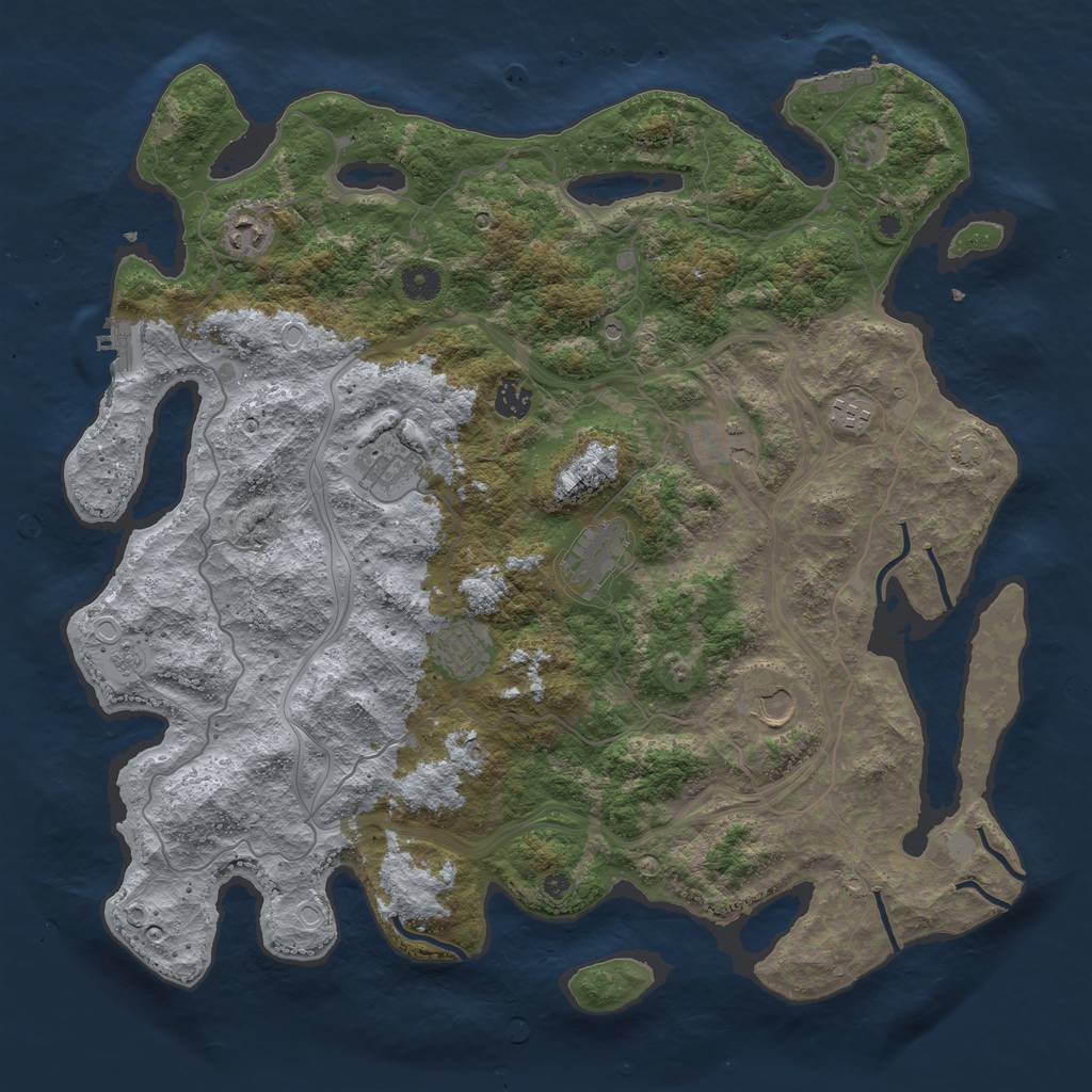 Rust Map: Procedural Map, Size: 4300, Seed: 380431697, 16 Monuments