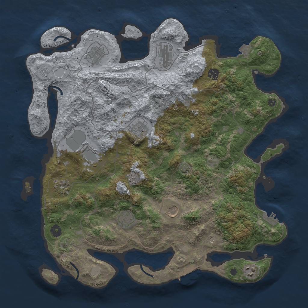 Rust Map: Procedural Map, Size: 4000, Seed: 3373, 18 Monuments