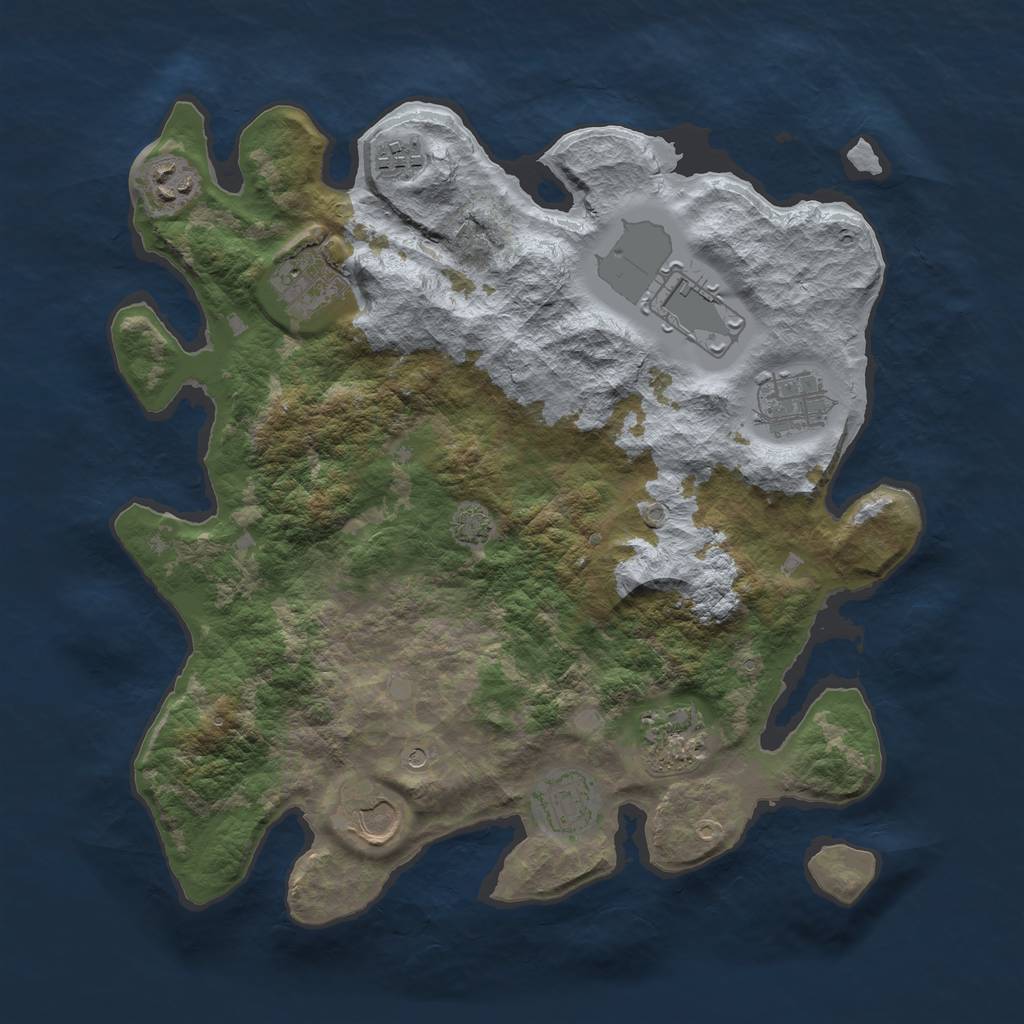 Rust Map: Barren, Size: 3500, Seed: 777, 12 Monuments