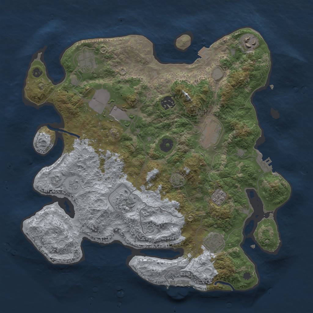 Rust Map: Procedural Map, Size: 3500, Seed: 351651, 16 Monuments