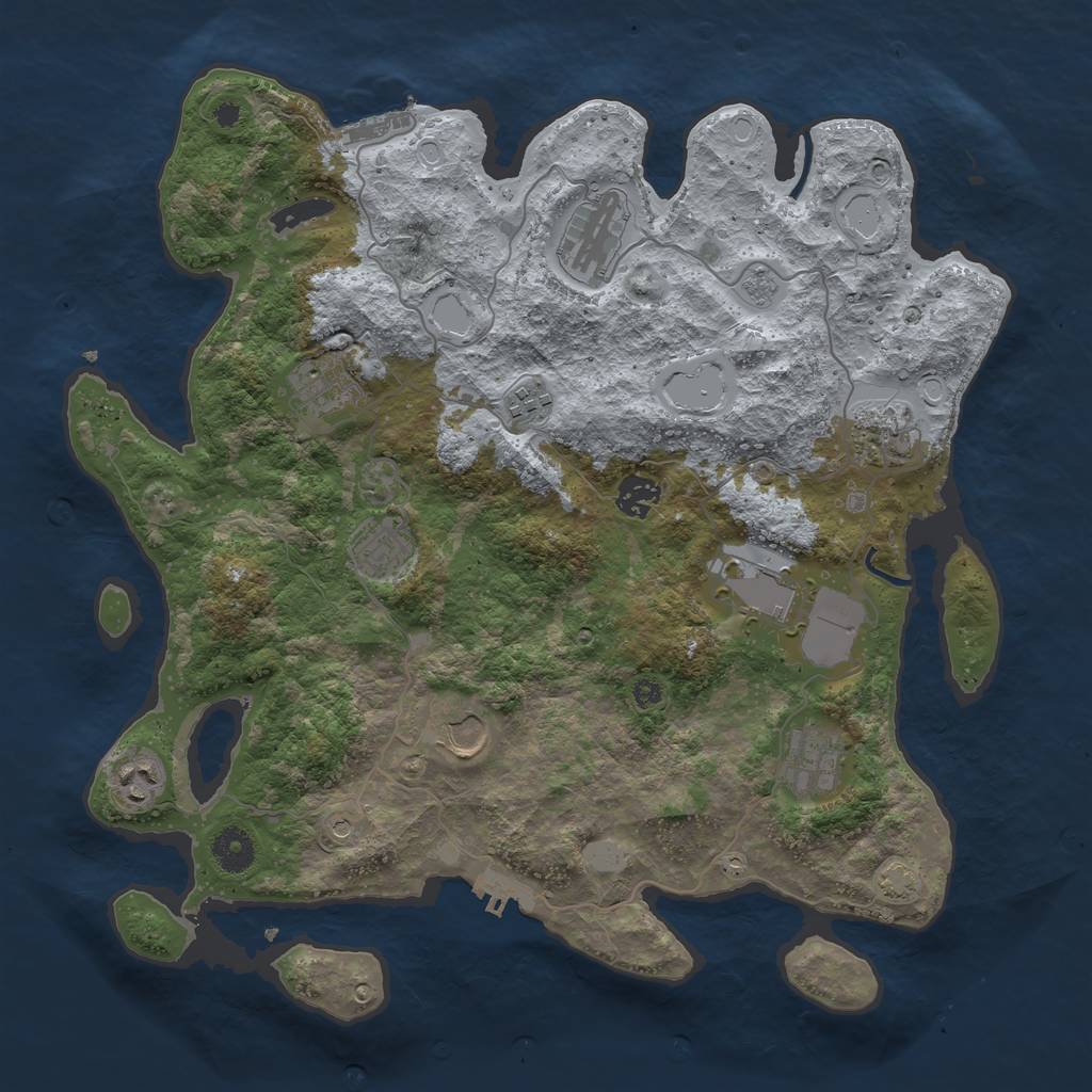 Rust Map: Procedural Map, Size: 3800, Seed: 859794, 18 Monuments