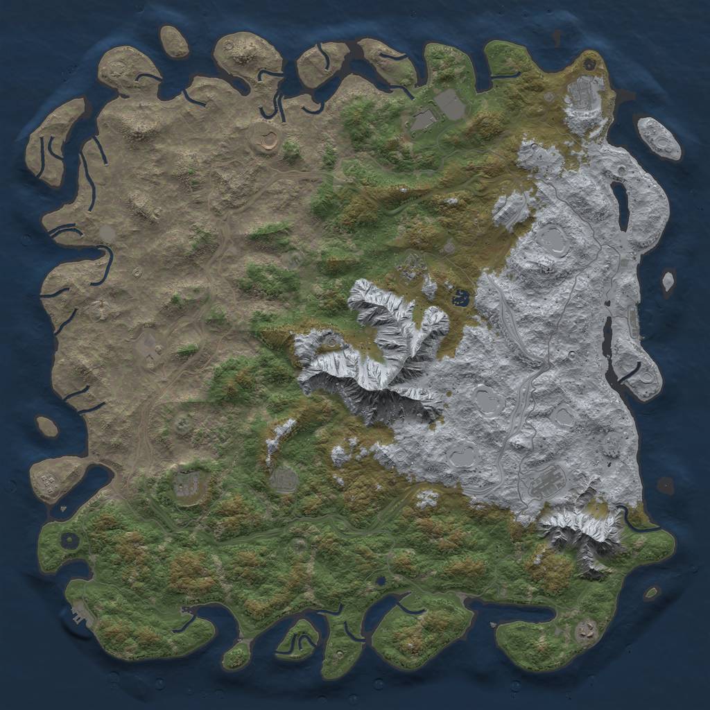 Rust Map: Procedural Map, Size: 6000, Seed: 45768, 19 Monuments