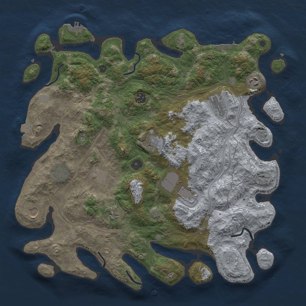 Rust Map: Procedural Map, Size: 4250, Seed: 578954, 18 Monuments