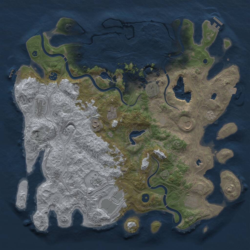Rust Map: Procedural Map, Size: 4500, Seed: 1424391911, 16 Monuments