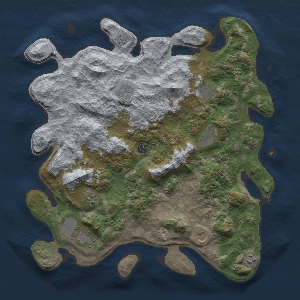 Rust Map: Barren, Size: 4250, Seed: 768169848, 12 Monuments
