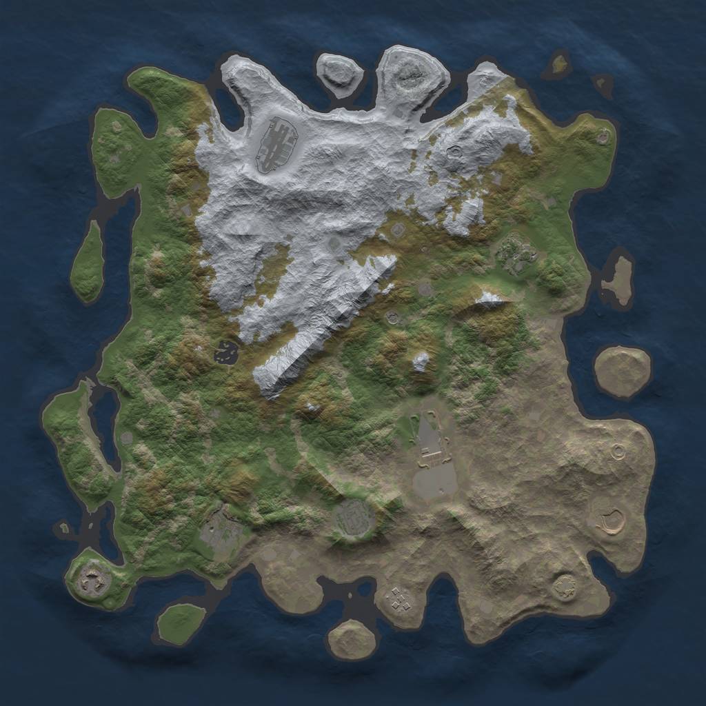 Rust Map: Barren, Size: 4250, Seed: 708130989, 13 Monuments