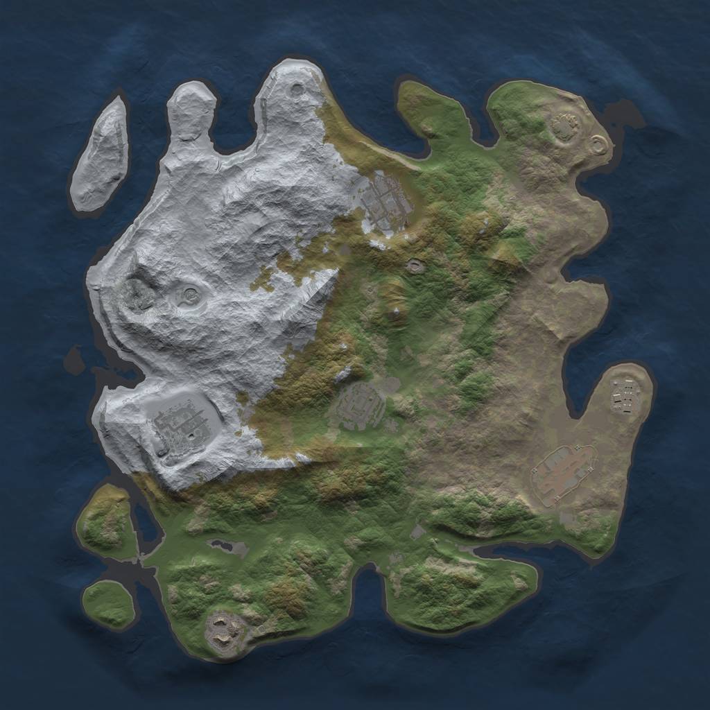 Rust Map: Barren, Size: 3300, Seed: 446855467, 10 Monuments