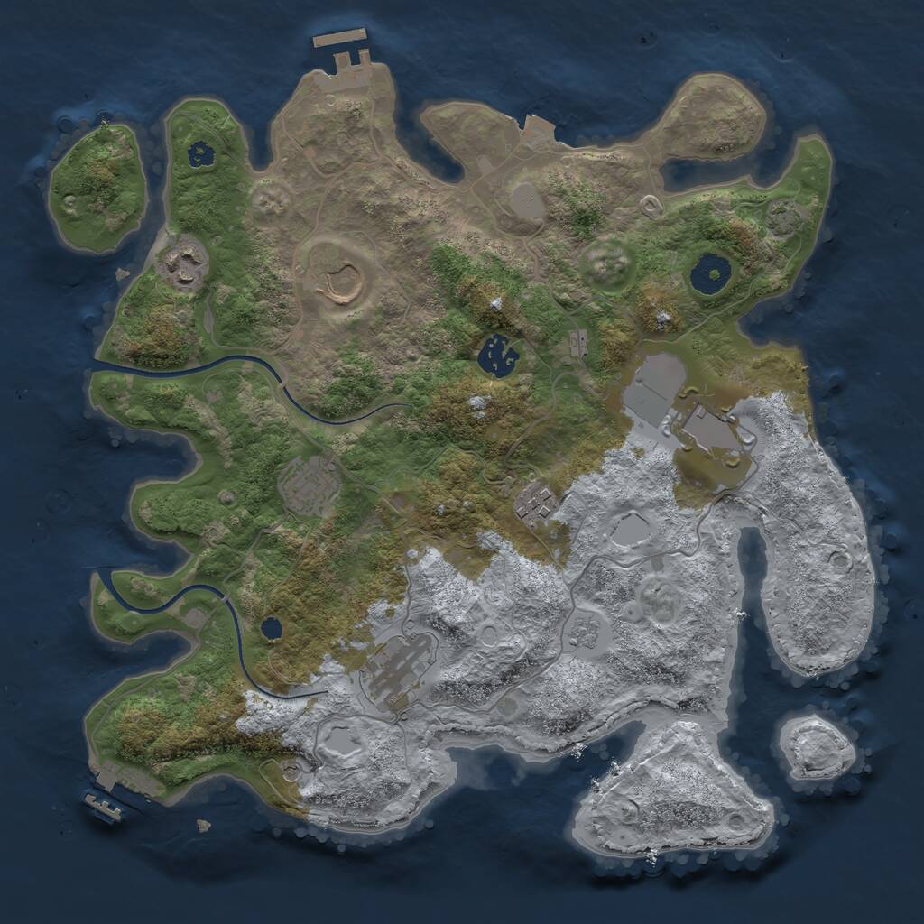 Rust Map: Procedural Map, Size: 3500, Seed: 1199, 13 Monuments