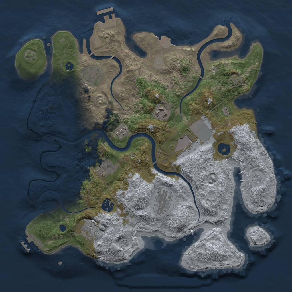 Rust Map: Procedural Map, Size: 3500, Seed: 1199, 14 Monuments