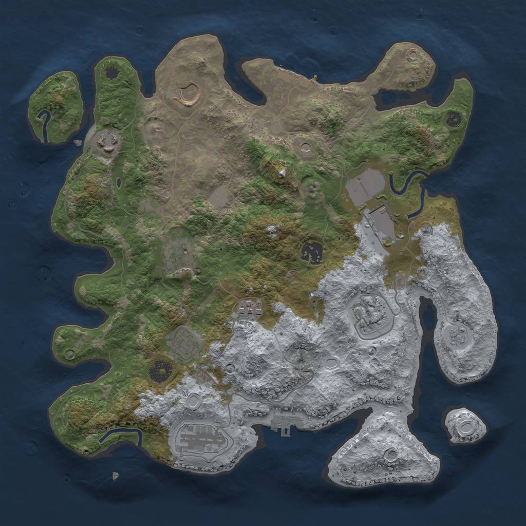 Rust Map: Procedural Map, Size: 3500, Seed: 1199, 16 Monuments