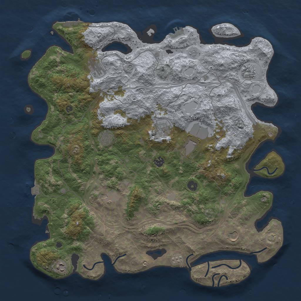 Rust Map: Procedural Map, Size: 4500, Seed: 1506491037, 18 Monuments