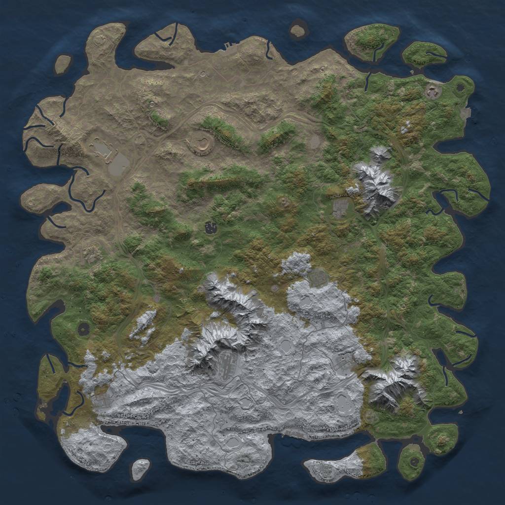 Rust Map: Procedural Map, Size: 6000, Seed: 1827883441, 19 Monuments