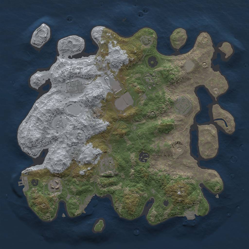 Rust Map: Procedural Map, Size: 3500, Seed: 394875673, 16 Monuments