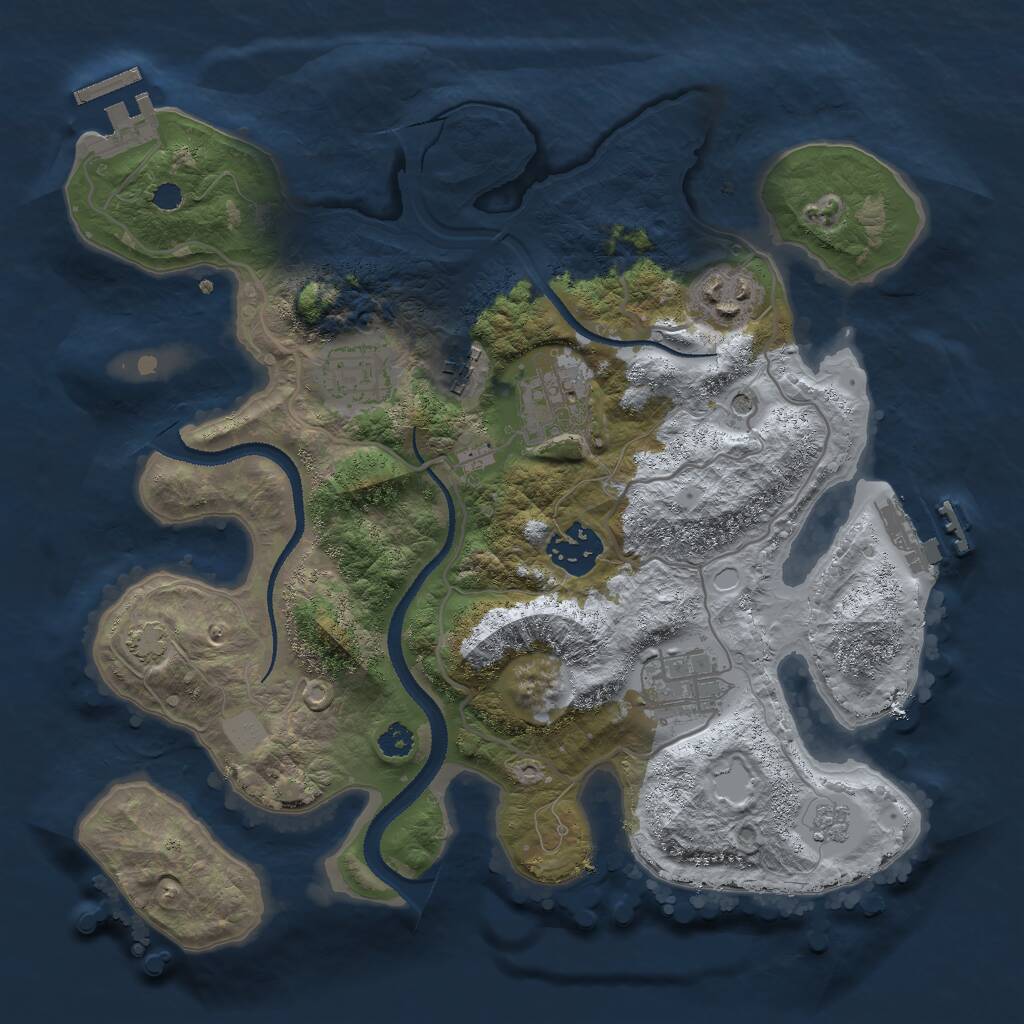 Rust Map: Procedural Map, Size: 3000, Seed: 25926, 12 Monuments