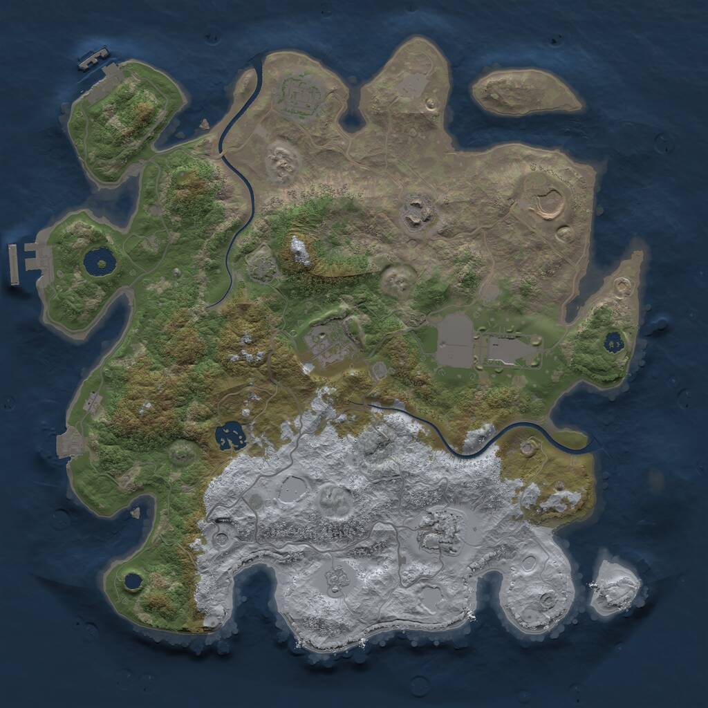 Rust Map: Procedural Map, Size: 3500, Seed: 687697272, 13 Monuments