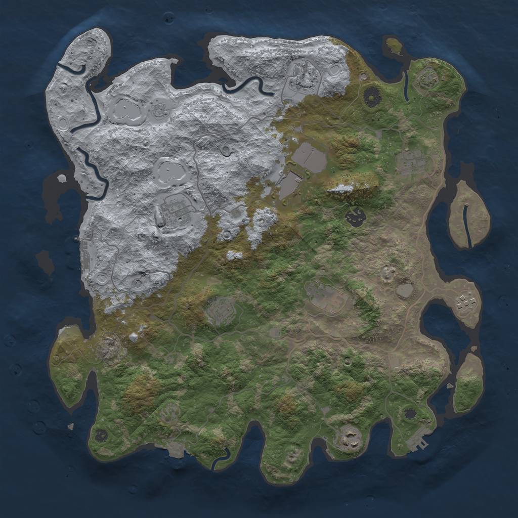 Rust Map: Procedural Map, Size: 4050, Seed: 1138482497, 17 Monuments