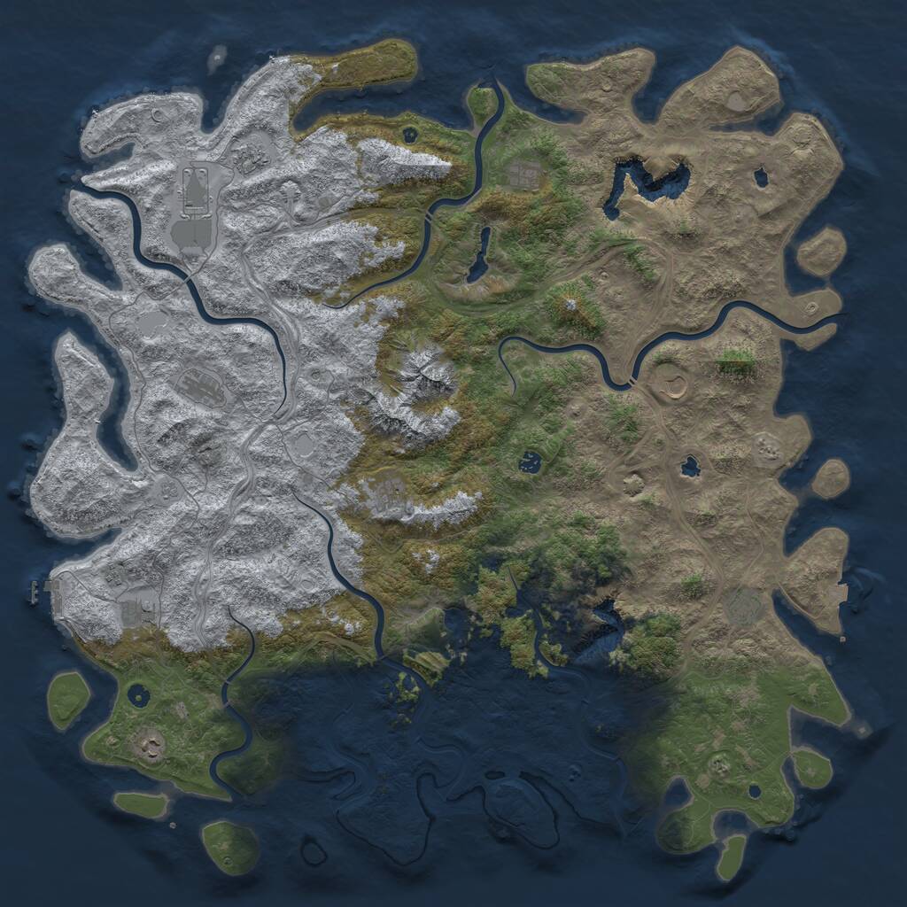 Rust Map: Procedural Map, Size: 6000, Seed: 91456, 16 Monuments