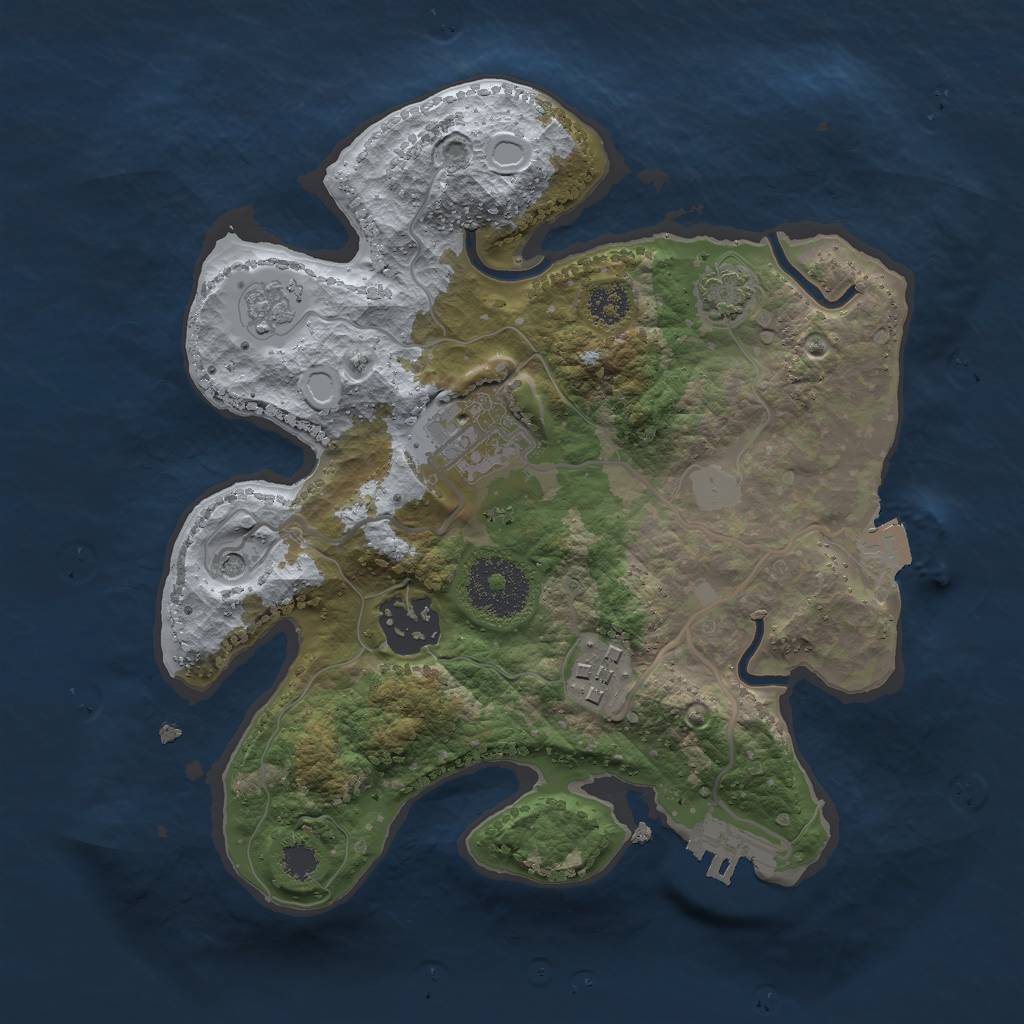 Rust Map: Procedural Map, Size: 2500, Seed: 7684, 10 Monuments