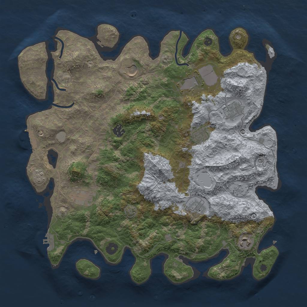 Rust Map: Procedural Map, Size: 3900, Seed: 550459, 17 Monuments