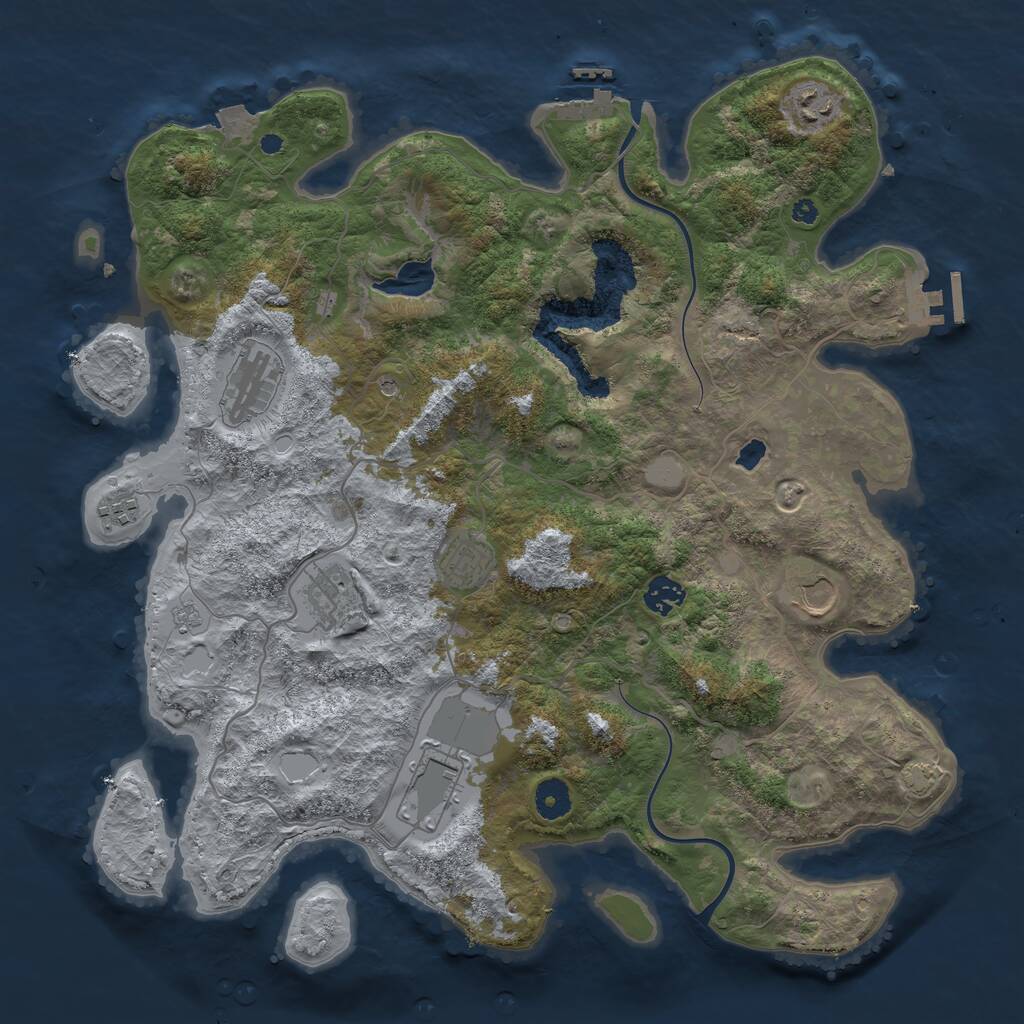 Rust Map: Procedural Map, Size: 4000, Seed: 1279639726, 14 Monuments