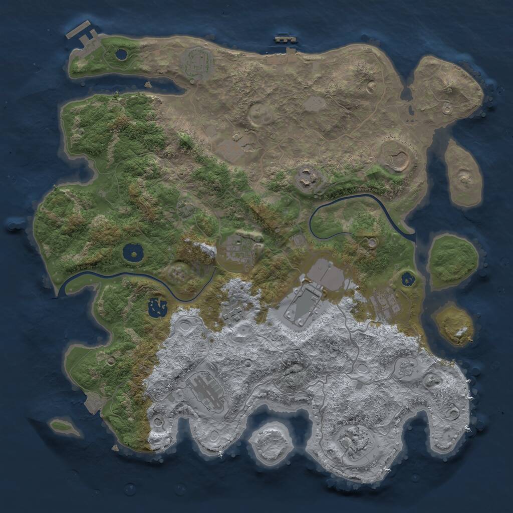 Rust Map: Procedural Map, Size: 3800, Seed: 344052, 17 Monuments