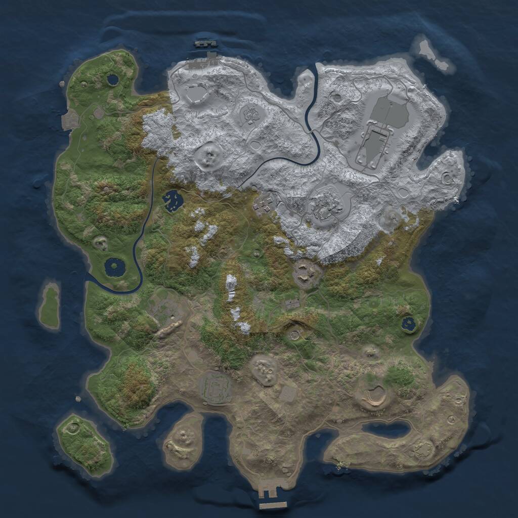Rust Map: Procedural Map, Size: 3800, Seed: 347279, 14 Monuments