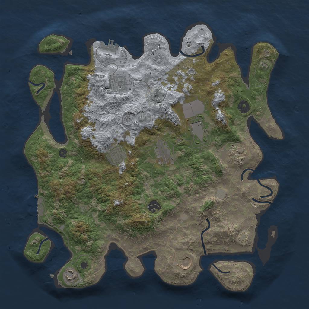 Rust Map: Procedural Map, Size: 3750, Seed: 43101682, 16 Monuments