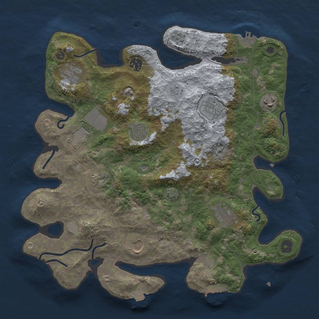 Rust Map: Procedural Map, Size: 3750, Seed: 1057314652, 18 Monuments