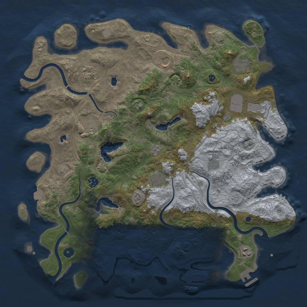 Rust Map: Procedural Map, Size: 4500, Seed: 1656688478, 16 Monuments