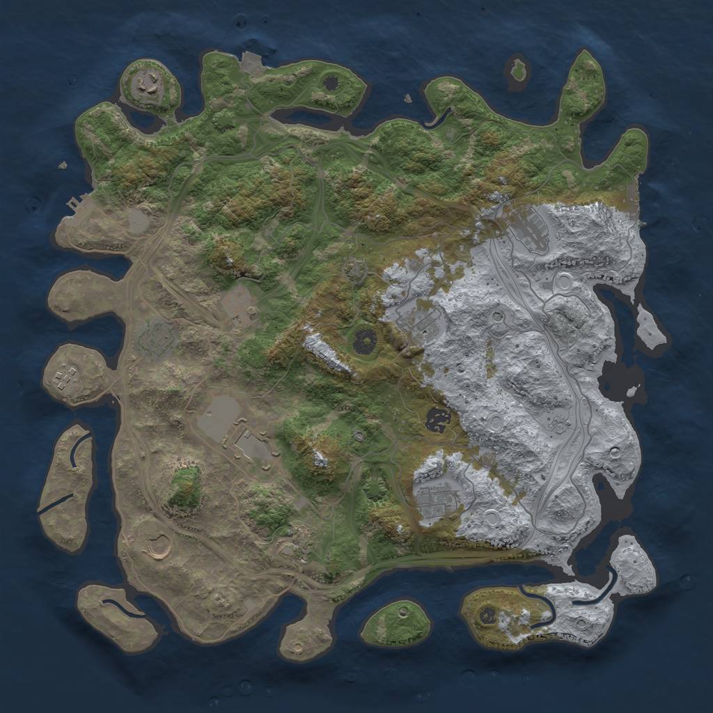 Rust Map: Procedural Map, Size: 4250, Seed: 376918827, 19 Monuments