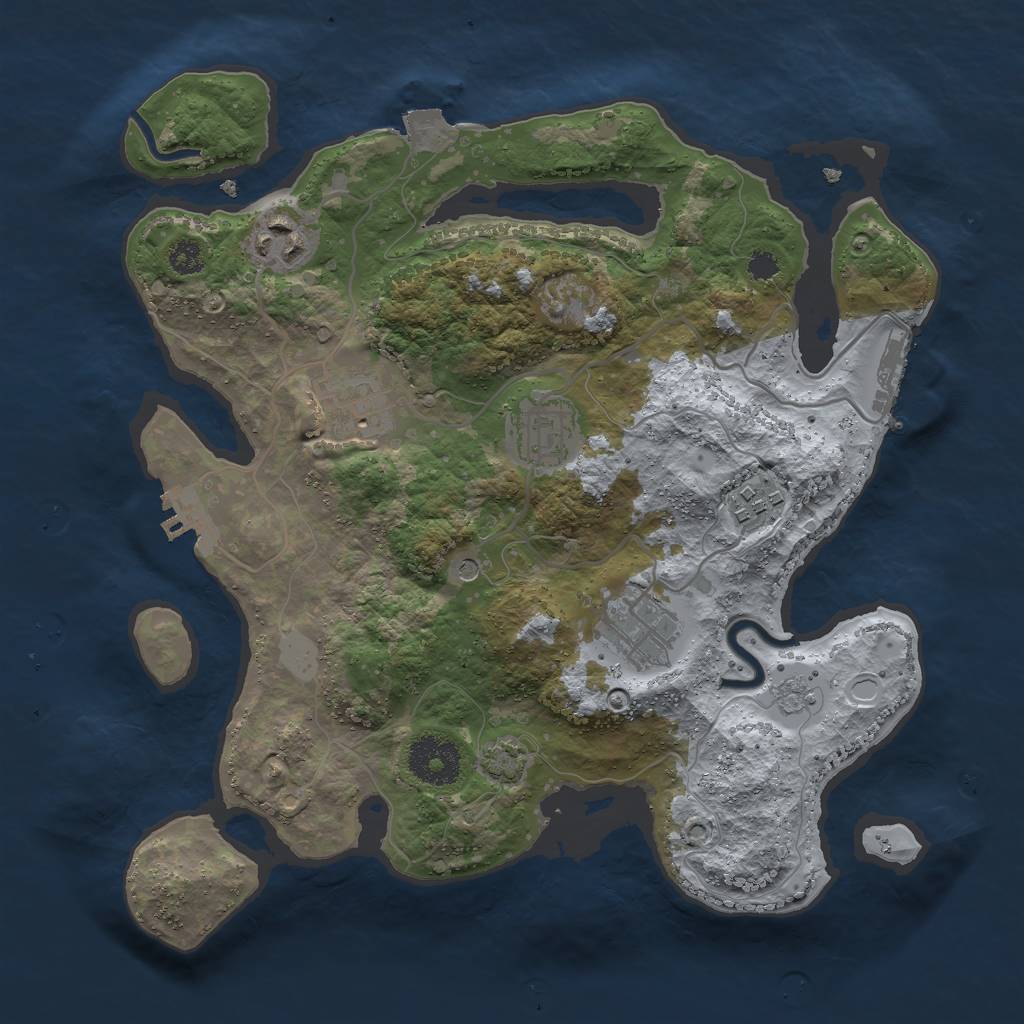 Rust Map: Procedural Map, Size: 3000, Seed: 242141242, 13 Monuments