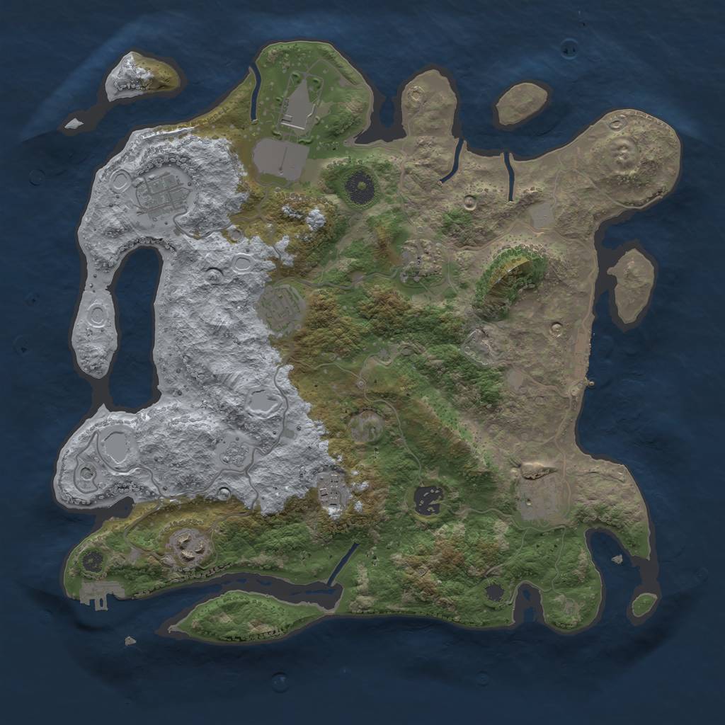 Rust Map: Procedural Map, Size: 3550, Seed: 764926, 15 Monuments