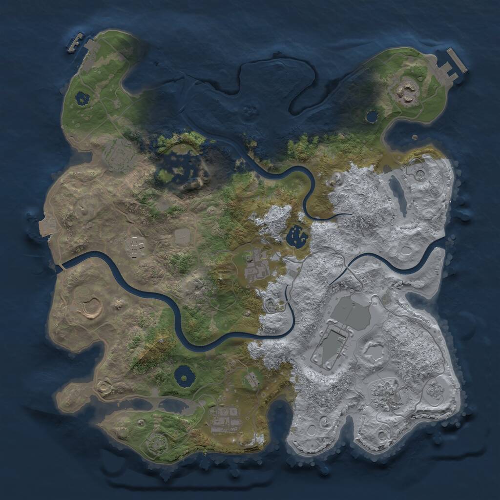 Rust Map: Procedural Map, Size: 3550, Seed: 399301, 16 Monuments