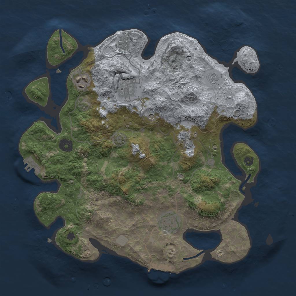 Rust Map: Procedural Map, Size: 3250, Seed: 1332604498, 13 Monuments