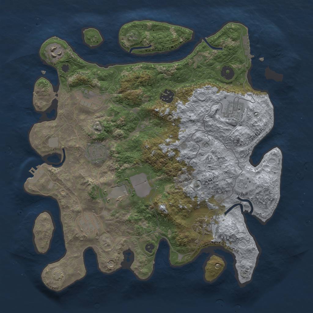 Rust Map: Procedural Map, Size: 3500, Seed: 7147229, 16 Monuments