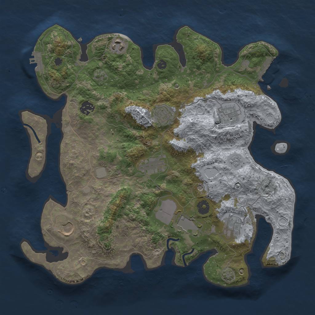 Rust Map: Procedural Map, Size: 3500, Seed: 8761783, 16 Monuments