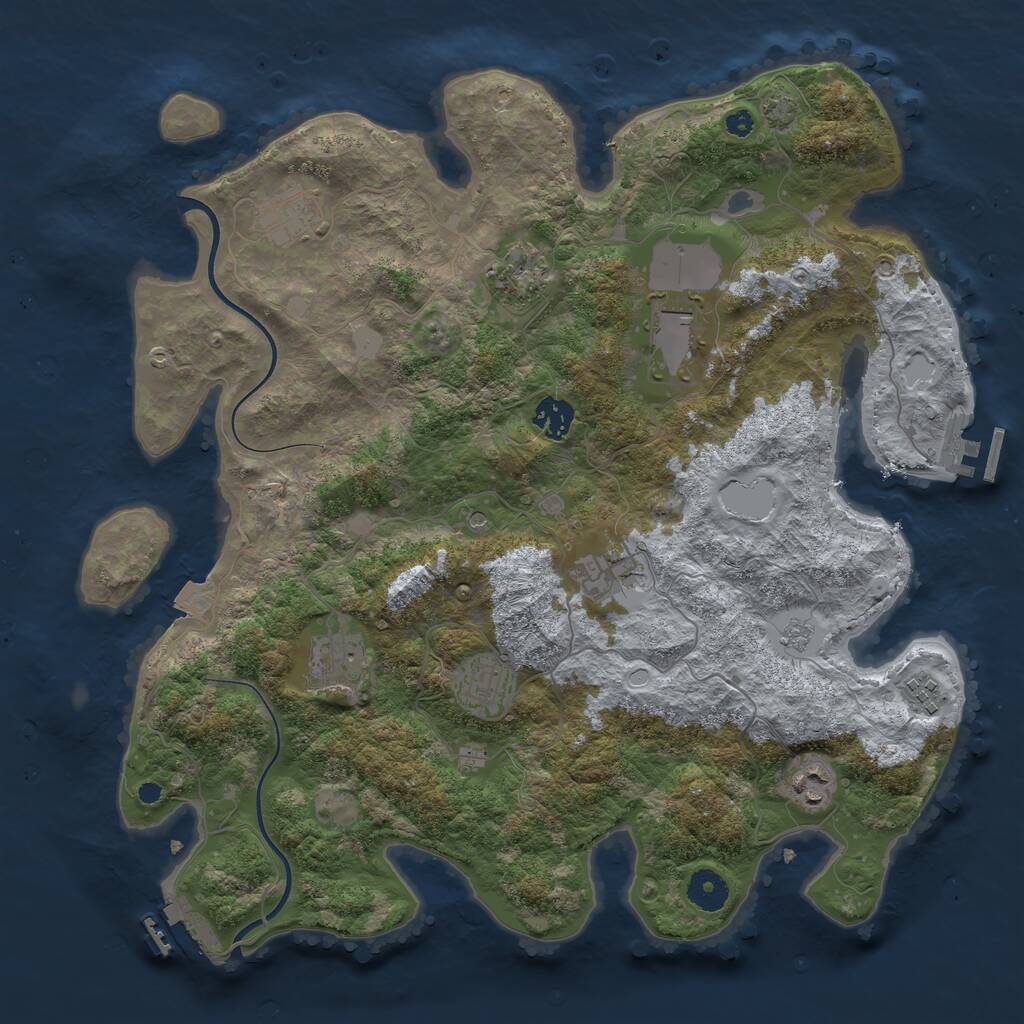 Rust Map: Procedural Map, Size: 3800, Seed: 52095587, 15 Monuments