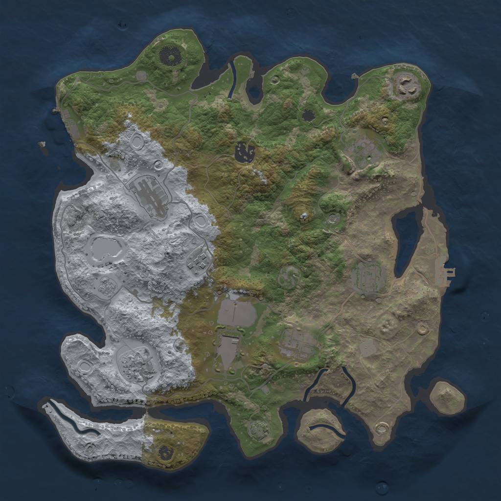Rust Map: Procedural Map, Size: 3500, Seed: 202224, 17 Monuments