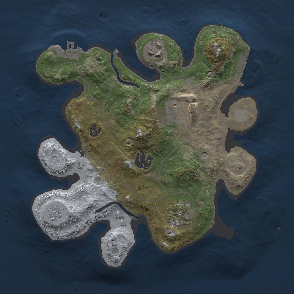 Rust Map: Procedural Map, Size: 2500, Seed: 2413440, 11 Monuments