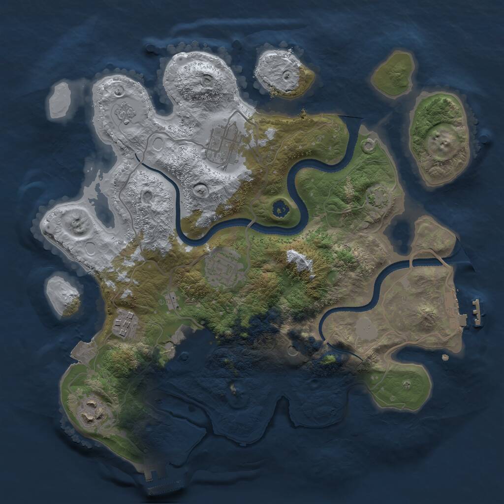 Rust Map: Procedural Map, Size: 3000, Seed: 1593843793, 11 Monuments