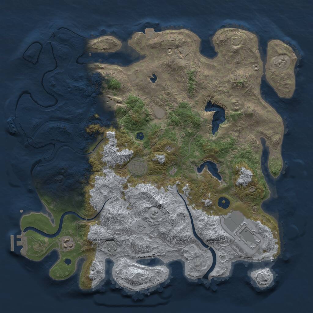 Rust Map: Procedural Map, Size: 4000, Seed: 909922913, 11 Monuments