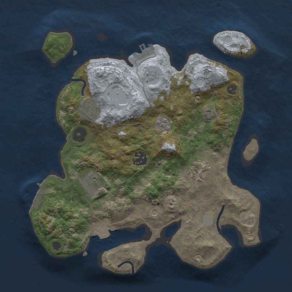 Rust Map: Procedural Map, Size: 3000, Seed: 32574, 13 Monuments